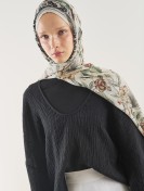 Fresh Scarfs zwarte viscose sjaal met etnisch patroon