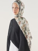Fresh Scarfs zwarte viscose sjaal met etnisch patroon