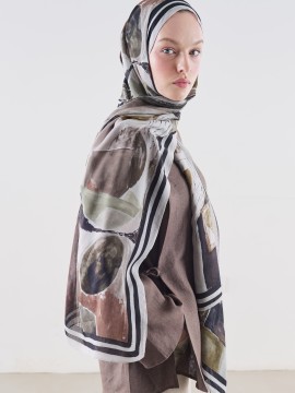 Fresh Scarfs Abstracte sjaal van ramie-viscose met penseelpatroon