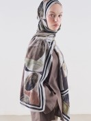 Fresh Scarfs Abstracte sjaal van ramie-viscose met penseelpatroon