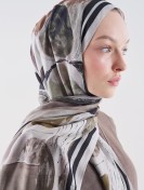 Fresh Scarfs Abstracte sjaal van ramie-viscose met penseelpatroon