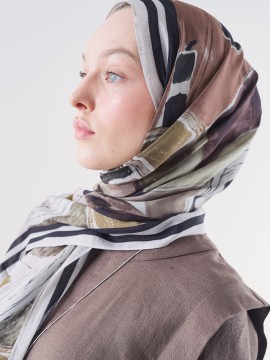 Fresh Scarfs Abstracte sjaal van ramie-viscose met penseelpatroon