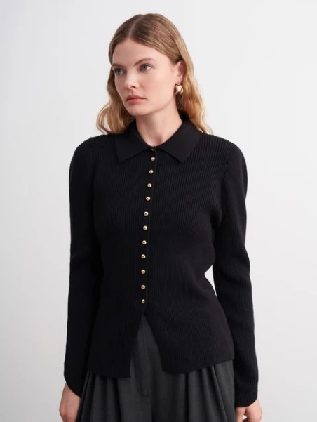 vesna design Knit Detail Peplum Cardigan