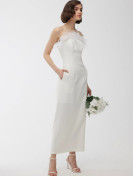 Manuka Strapless Veren Avondjurk Ecru