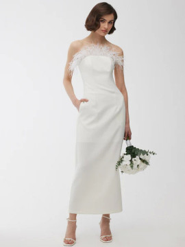 Manuka Strapless Veren Avondjurk Ecru