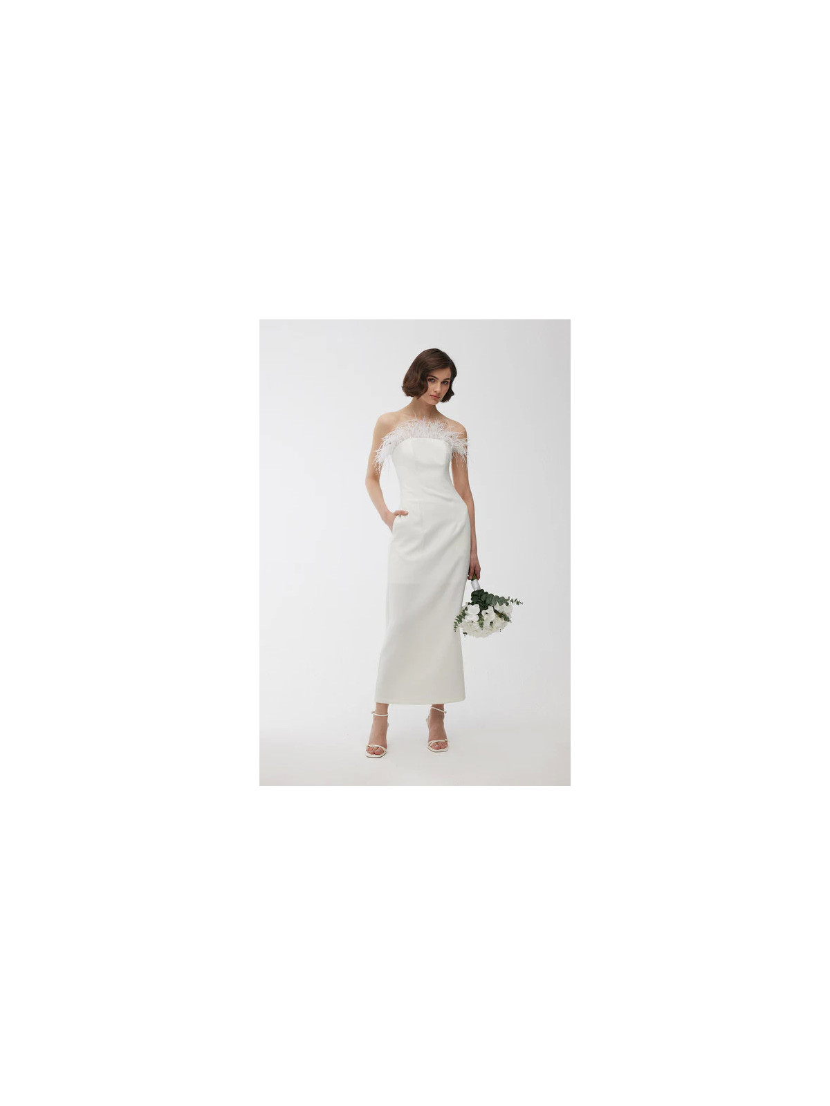 Manuka Strapless Veren Avondjurk Ecru
