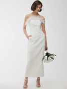 Manuka Strapless Veren Avondjurk Ecru