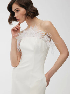 Manuka Strapless Veren Avondjurk Ecru