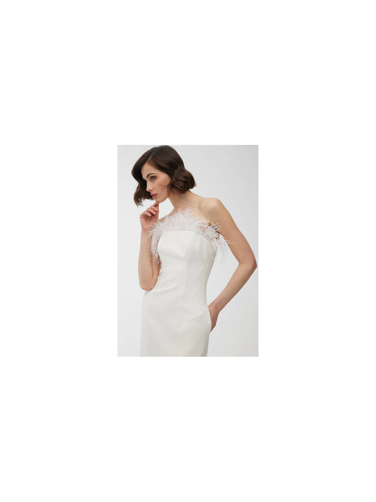 Manuka Strapless Veren Avondjurk Ecru