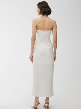 Manuka Strapless Veren Avondjurk Ecru
