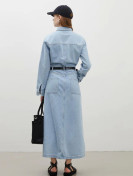Manuka 1975 Denimjurk met riem, ijsblauw