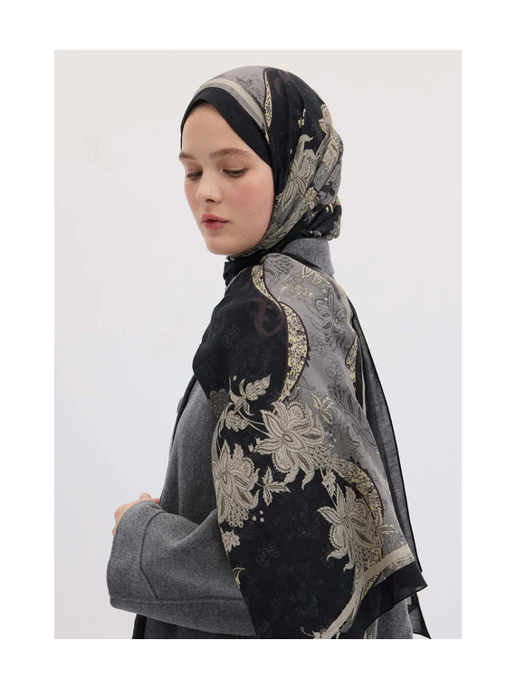 Fresh Scarfs Sienna-patroon hijab metallic grijs