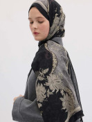 Fresh Scarfs Sienna-patroon hijab metallic grijs