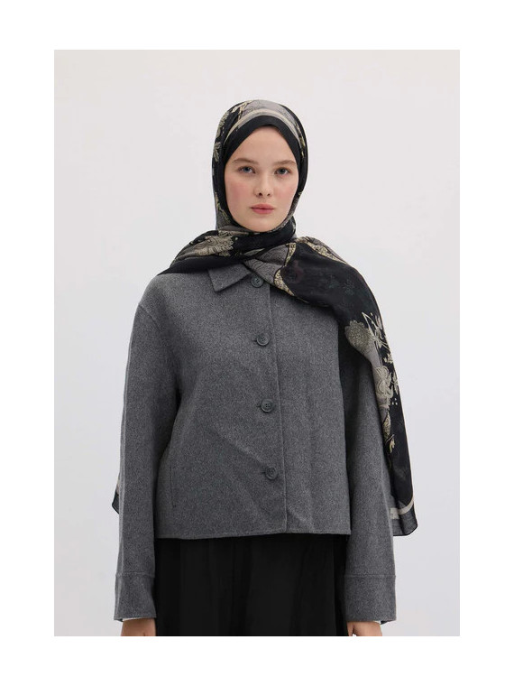 Fresh Scarfs Sienna-patroon hijab metallic grijs
