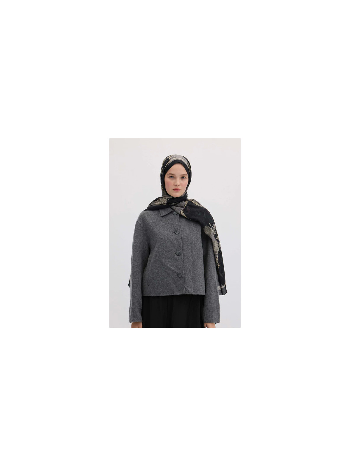 Fresh Scarfs Sienna-patroon hijab metallic grijs
