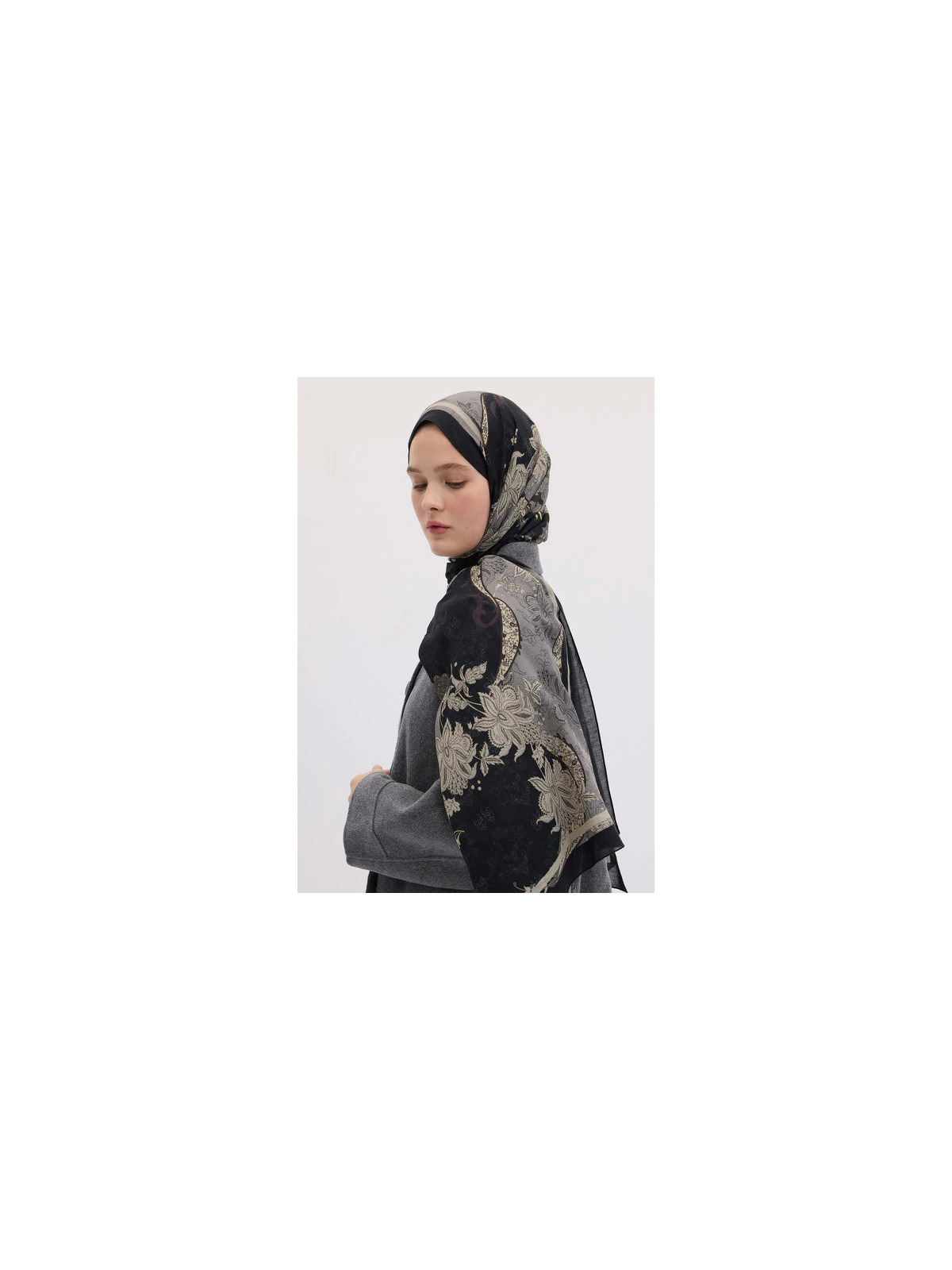 Fresh Scarfs Sienna-patroon hijab metallic grijs